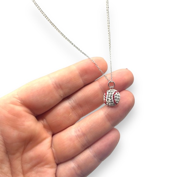 Macy's GIANI BERNINI Crystal Baseball 18" Pendant Necklace in Sterling Silver - Picture 10 of 12